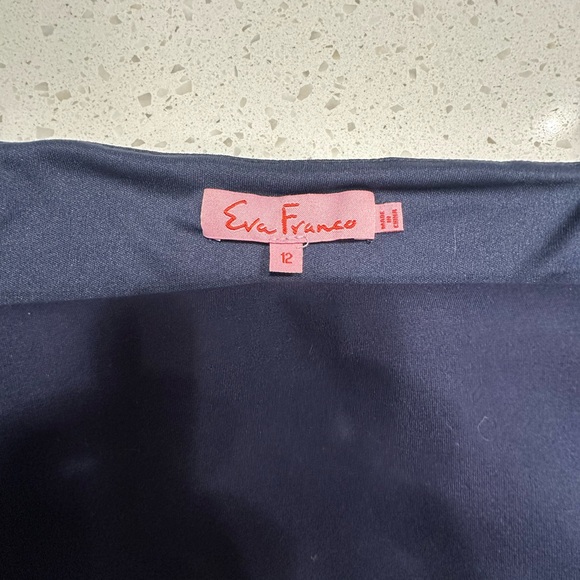 Eva Franco Nautical Navy Blue Button Crop Top Ponte Trench Blouse - Picture 3 of 4